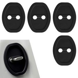 UQWU 4PCS Door Latch Lock Covers, Car Door Edge Latch Guard, Waterproof Silicone Car Doors Protector, Self-Adhesive Lock Cover Auto Exterior Accessories,Universal for Most Cars, Trucks, SUVs (Black)