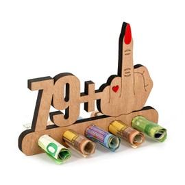Giftota - Original Funny 80th Birthday Money Gift, Wood - 79 + 1 - Gift for 80th Birthday - Birthday Anniversary - Wooden Gifts for Women and Men - 80th Birthday Decoration
