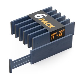 SpaceAid Bamboo Dresser Drawer Dividers 6 Pack, 4.65“ High Adjustable 17“-22” Drawer Organizers, Expandable Organization for Clothing, Clothes, Dressers, Navy Blue