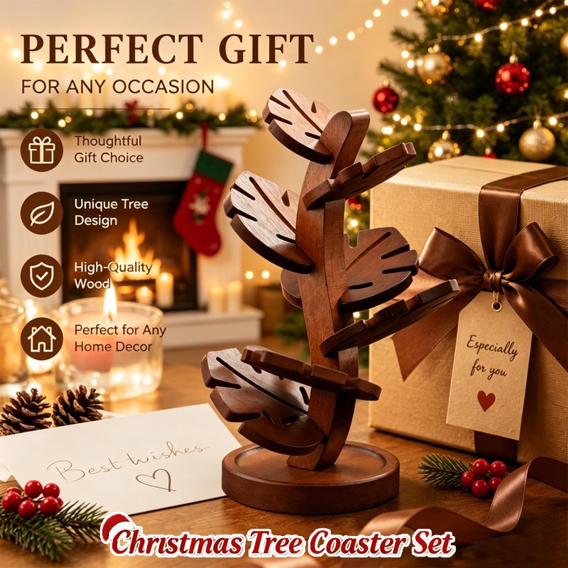 7-Piece Tree Trivet Set with Storage Stand for Hot Dishes,