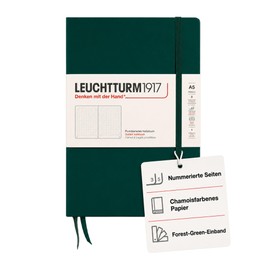 LEUCHTTURM1917 367255 Notebook Medium (A5), Hardcover, 251 Numbered Pages, Forest Green, Dotted