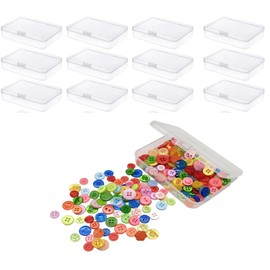 Small Storage Containers, 4.5x3.4 Inches Clear Rectangle Box for Collecting Small Items, Beads, Game Pieces, Business Cards, Crafts Accessories 12 Pcs