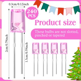 Honoson 240 Pcs LED 3mm Christmas String Lights Replacement Bulbs Energy Efficient LED Light Bulb Outdoor String Light Bulbs Connectable LED Bulbs for Festival Patio Garden Wedding (Pink)