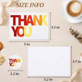 Gueevin 120 Pcs Thank You Cards with Envelopes & Stickers Bulk 3.5x5 Inch Greeting Blank Card 10 Colorful Ombre Font Design Thank You Notes for Business, Baby Shower, Wedding, Birthday Party Supplies