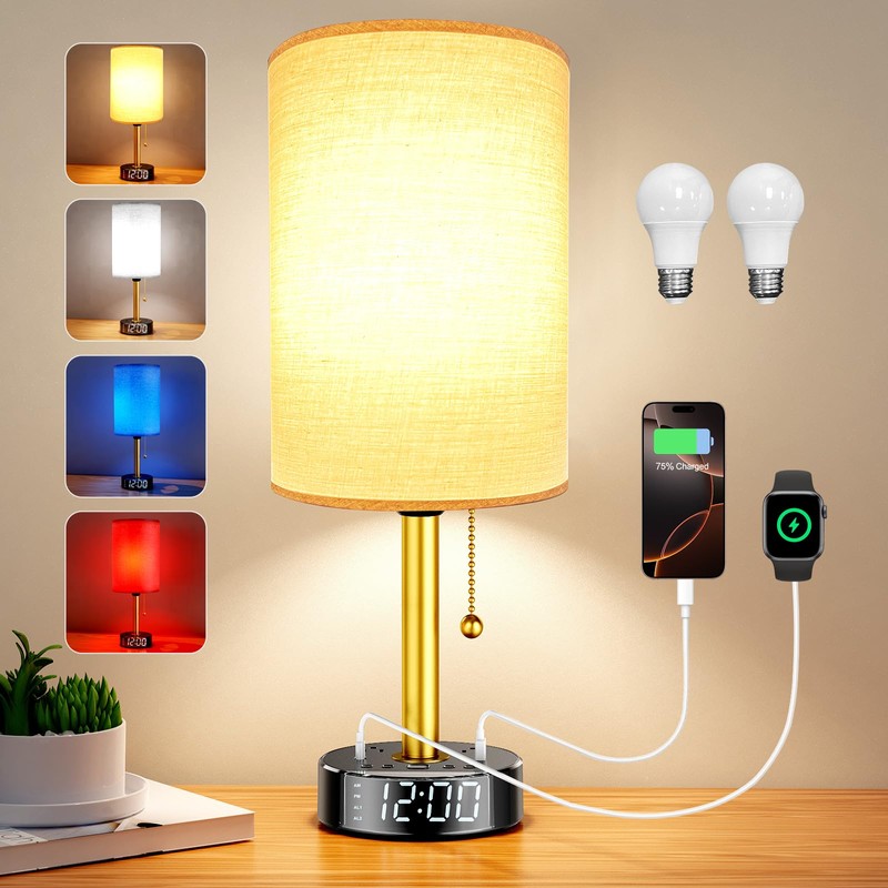 Bedside Desk Lamp for Bedroom, Table Lamp with USB A