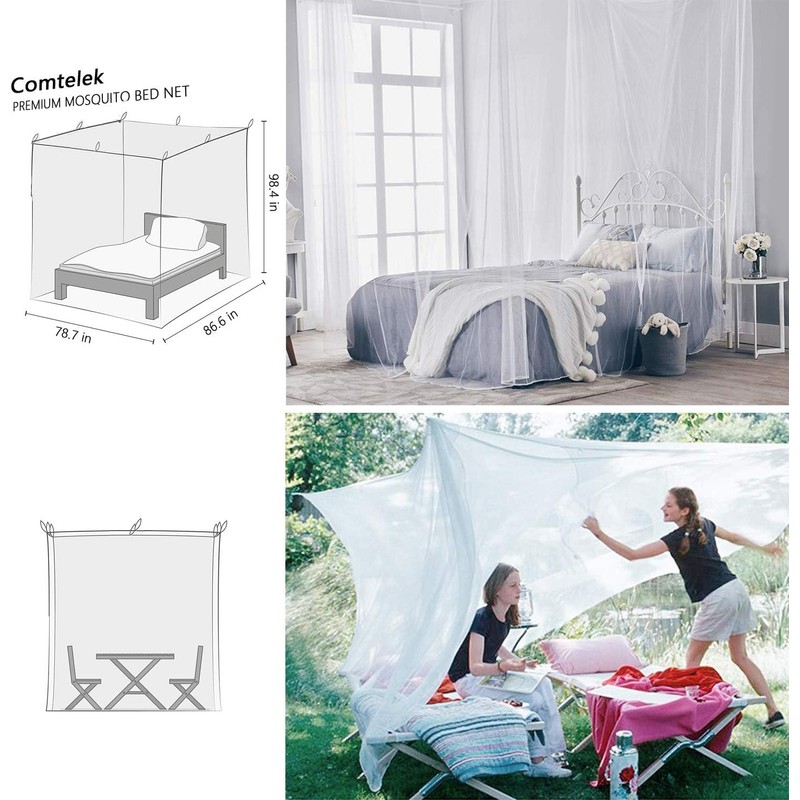 Mosquito Net for Bed Canopy, 8 Corner Post Curtains Bed