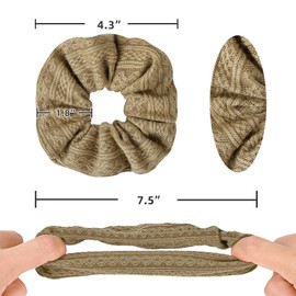 Yonchic 6-Piece Textured Knit Hair Scrunchies, Soft Fabric Hair Ties for Women & Girls, Ponytail Holders Hair Accessories Set (Neutral Color)