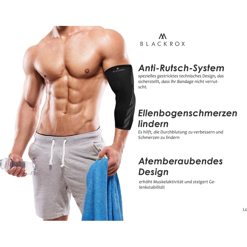 BLACKROX Elbow Support Comparison Winner Tennis Elbow Bodybulding with Compression