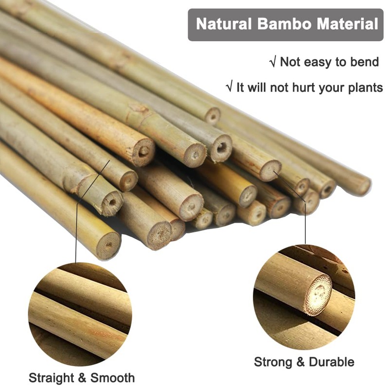 20 Pcs 18 Inch Natural Bamboo Plant Support Stakes for