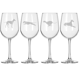 MIP Set of 4 Wine Glass for Red or White Wine Gift Greyhound Collection (16 oz Tall Stemmed)
