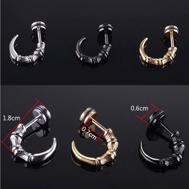 Dragon Claw Earrings For Men Stainless Steel Cool Punk Edgy Vintage Goth Gothic Dragon Claw Stud Earrings With Screw Back Jewelry (Black)