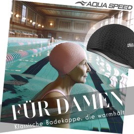 Aqua Speed Bombastic Women's Swimming Cap Girls Long Hair Women's Swimming Cap Extremely Stretchy Swimming Cap Warm Women's Swimming Cap for Long Hair Latex Black 07
