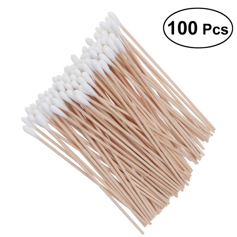ROSENICE Pack of 100 Cotton Buds with Long Wooden Handles