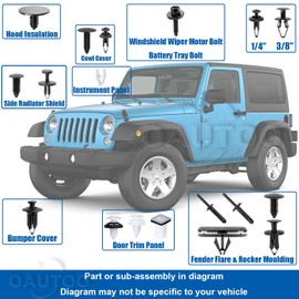 OAUTOO 209pcs for Jeep Wrangler JK 2007-2018 Auto Body Interior and Exterior Retainer Fastener Clip Assortment