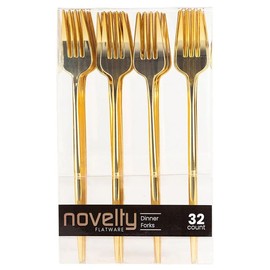 VeZee's Novelty Modern Disposable Flatware, BPA Free Plastic Fork Luxury Silver 192 Count