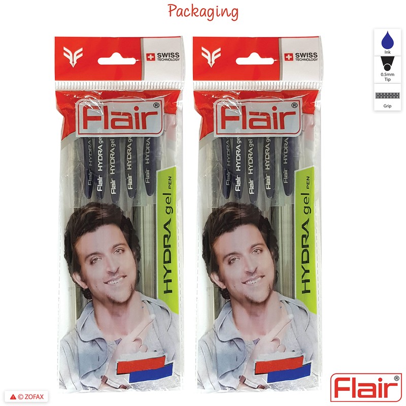FLAIR Hydra 10 x 0.5mm Tip BLUE Gel Pens Easy