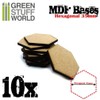 Greenstuff World GSWD-9356 MDF Base Hexagonal Set Diameter 10 Pieces