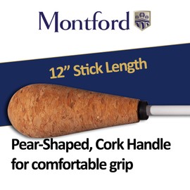 Montford Conductor's Baton - 12" Cork Handle - Pear-Shape Grip. Ergonomic Cork Handle for Secure Grip - Elegant White Lacquered Stick - Precision and Balance for Orchestra/Band Conductors