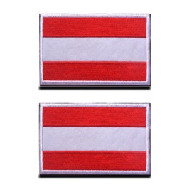 Pack of 2 Austria Flag Velcro - Tactical Austria Velcro Badge, Embroidered Patch with Velcro Fastening, Military Sticker Velcro Straps for Backpacks Clothing Bags Uniform Vest Jersey