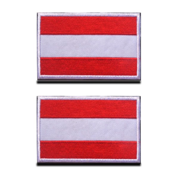 Pack of 2 Austria Flag Velcro - Tactical Austria Velcro Badge, Embroidered Patch with Velcro Fastening, Military Sticker Velcro Straps for Backpacks Clothing Bags Uniform Vest Jersey