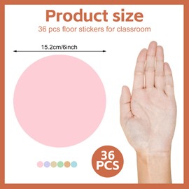 36Pcs 6 Inch Floor Stickers for Classroom, Floor Dots for Line up Markers Self Adhesive Vinyl Stickers for Preschool and Kindergarten Elementary Teachers (Candy Style)