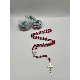 essence 3 Pieces Essence of Rose St. Jude Baptism Party Favors Scented Red Rosaries 19''
