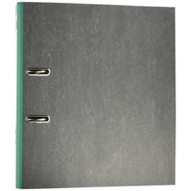Centra 220124 A4 Standard Binder, Recycled Grey Cardboard and Laminated Cloudy Marble Paper Cover, 8 cm Spine Width, Green Spine
