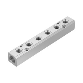 PATIKIL Air Manifold, 6 Way 8 Port 1/4" Output Port 1/2" Supply Port Aluminum Air Hose Inline Manifold Block Splitter Pneumatic Air Compressor Distribution Fitting, Silver