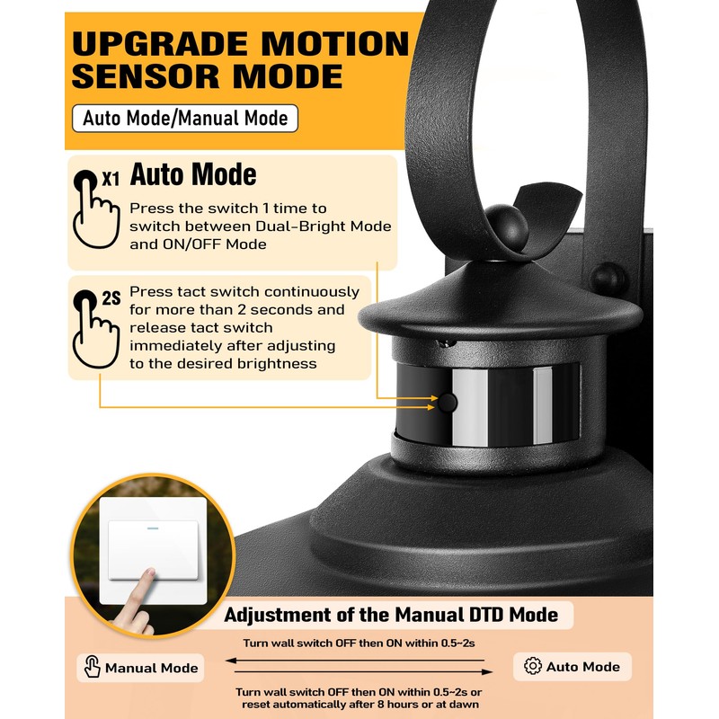 DBF Dusk to Dawn Motion Sensor Outdoor Lights 17.5 Inch,