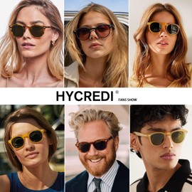 Hycredi Retro Round Sunglasses for Men Women - Vintage Circle Style Shades - 3 Pack Trendy Tinted Sun Glasses - Black/Blue + Black/Yellow + Transparent Grey/Grey