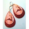 handcrafted CHRISTMAS DEER glitter red PU Leather dangle earring SP