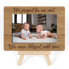 Ycyfckdr New Baby Gift, Twin Baby Picture Frame Gifts, We Prayed For One And We Were Blessed With Two Photo Frame, New Parents Gifts For Mom And Dad, Tabletop Picture Frame With Easel (A22)