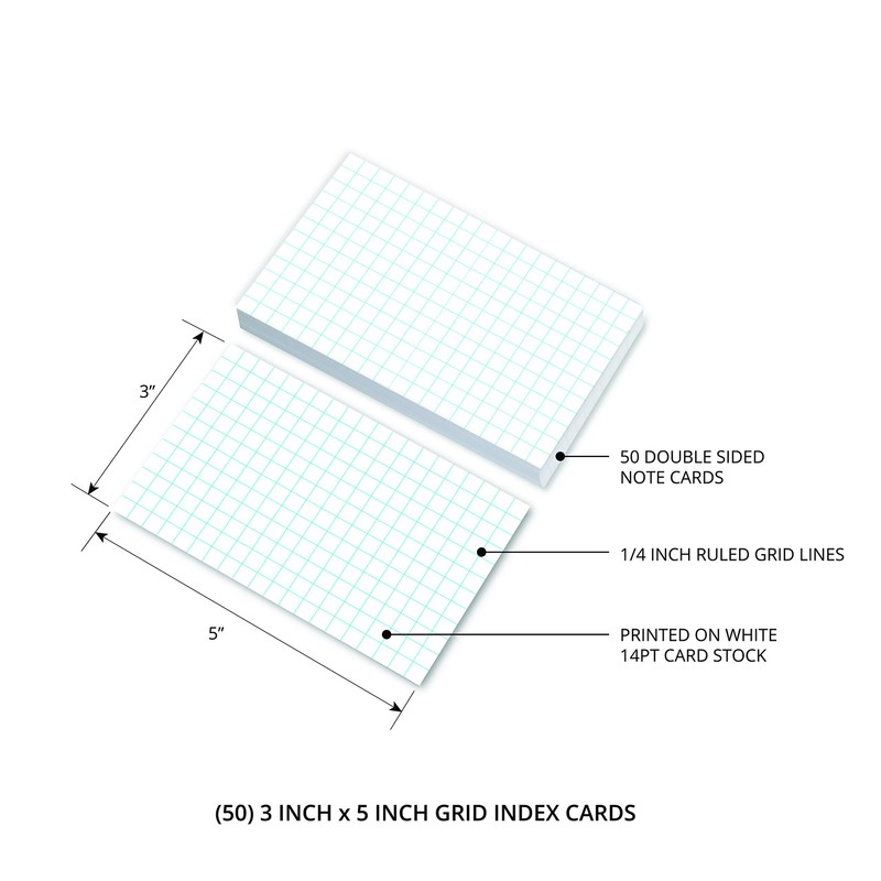 Home Advantage Double Sided Quadrille Grid Index Cards, Graph Ruled