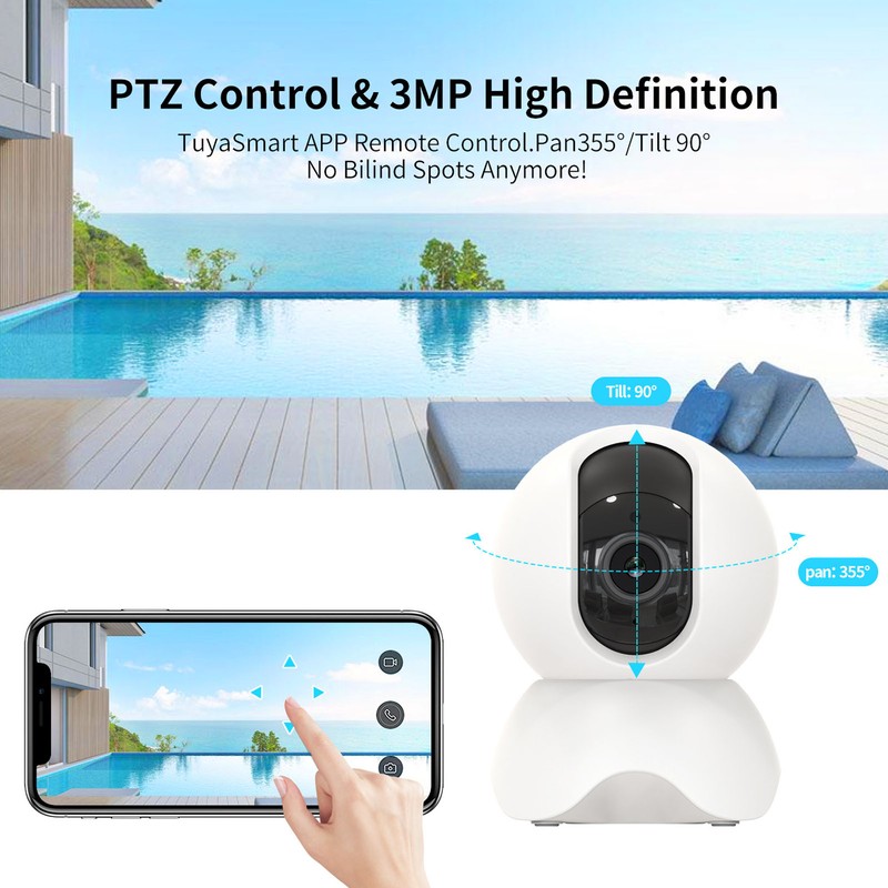 Pet Security Camera Smart 360 Degree 1080P HD Wireless WiFi