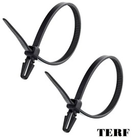 TERF® 100 Pcs Black Push Mount Cable Ties 150mm (6'') X 3.6mm Nylon Zip Ties Car Chassis Automotive Boat Trailer Zips Tie Fastener Wire Harness Clips Wraps Home Office Warehouse Garden Workshop