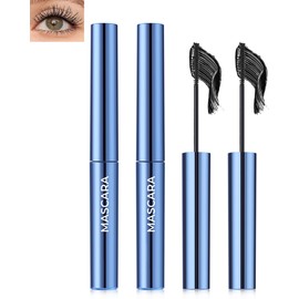 Mascara for Mature Older Women 60 Plus, 2 Pcs Black Waterproof Lengthening Volumizing Prime Mascara Volume and Length, Hypoallergenic No Clumps Tube Mascaras with Fine Short Lashes for Sensitive Eyes