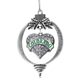 Inspired Silver - Colorado - Silver Christmas Ornament - Pave Heart Charm Christmas Tree Ornament with Cubic Zirconia - Holiday Hanging Decoration