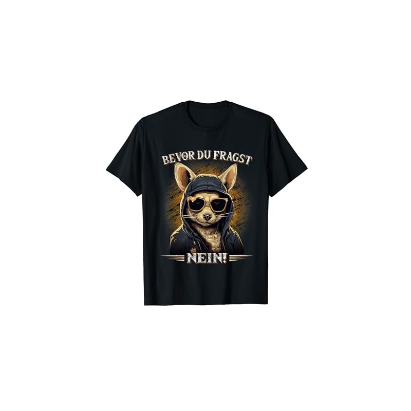 T-Shirt with German Text "Bevor Du Fragst Nein!" Funny Rabbit