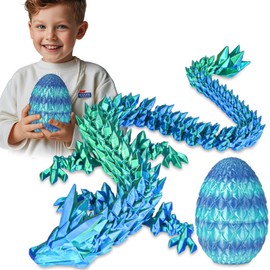 Surprise Dragon Egg with Dragon Inside – Gifts for Kids and Adults, 3D Printed Fidget Toy, Ideal for Christmas, Easter, Birthdays, Fun Desk Décor and Stress Relief(Sea Blue, Large)