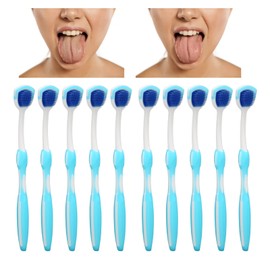 Tongue Brush, Ergonomic Design Silicone Tongue Scraper for Adults Blue