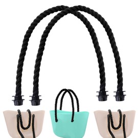 RUNYU Pack of 2 Rope Handle Bag Handles, 65 cm O Bag Handle Classic O Bag Handles Obag Bag Accessories O Bag Bags Women (Khaki), black