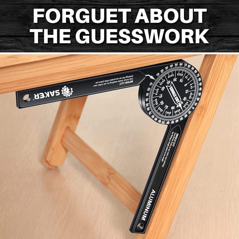 Saker Miter Saw Protractor|7-Inch Aluminum Protractor Angle Finder Featuring Precision