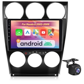 EKAT Car Radio Stereo for Mazda 6 2002 2003 2004 2005 2006 2007 2008 - Wireless Carplay & Android Auto, 9 Inch 2+64G Android Touchscreen with Equalizer, WiFi, GPS Navigation, FM RDS, AHD Rear View Cam