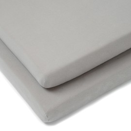 Clair de Lune 2 Pack Fitted Jersey Cotton Cot Sheets 60 x 120 cm (Grey)
