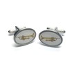 Enamelled Trumpet oval silver-plated torpedo cufflinks in padded gift box