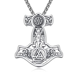 Thor Hammer Necklace Sterling Silver Mjolnir Necklace Thors Hammer Necklace Mjolnir Eagle Pendant Necklace Norse Runes Jewelry Viking Gifts for Men