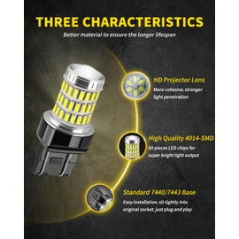 AUXLIGHT 7440 7441 7443 7444 T20 992 W21W LED Bulbs Xenon White, Ultra Bright 60-SMD LED Replacement for Back Up/Reverse Lights, Brake/Tail Lights, Turn Signal/Parking or Running Lights (Pack of 2)