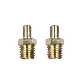 2PCS Air Inflator Adapters, Brass Tire Inflator Connector with Valve Stem Inside, 1/4" NPT (M) to Standard Schrader Valve (M), Fit for Portable Car Air Hose, Air Compressor/Pump (No Valve Stem Inside)