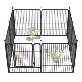 FXW Garden Fence Outdoor for The Yard – 32in(H) x 18.2ft(L) Heavy Duty Metal Animal Barrier for Dog and Rabbit, Decorative Dog Fence, 8 Panels, Black