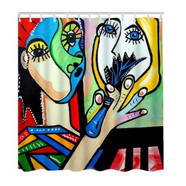 Zaueky Picasso Painting Shower Curtain Abstract Nora Beautiful Woman Colorful Bright Long Shower Curtain with 12 Hooks Good Light Resistance Non-Fading and (72×84 Inch)